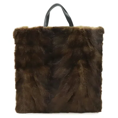 Pre-owned Loewe Black Dark Brown Fur Handbag Tote Bag () In Multi
