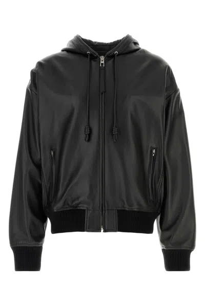 Loewe Black Denim Bomber Jacket In Animal Print