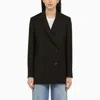 LOEWE BLACK DOUBLE-BREASTED JACKET IN WOOL AND MOHAIR