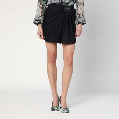 Loewe Draped Cotton And Silk-blend Twill Mini Skirt In Black