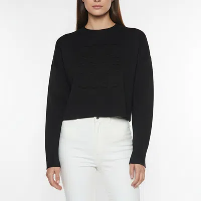 Pre-owned Loewe Black Embossed Anagram Wool Blend Knit Cropped Sweater Xs