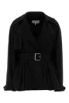 Loewe Trench Coat With Belted Waist And Pleats In Black