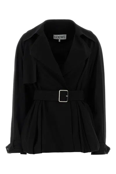 Loewe Black Gabardine Trench Coat
