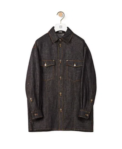 Loewe Black Gold Buckle Denim Coat
