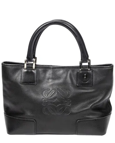 Loewe Black Grained Calfskin Leather Anagram Open Tote (authentic Pre-loved)
