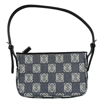 Pre-owned Loewe Black Gray Canvas Leather Pouch Shoulder Bag () In Black, Gray