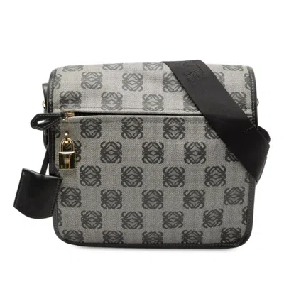 Pre-owned Loewe Black Gray Canvas Pvc Shoulder Bag () In Multi