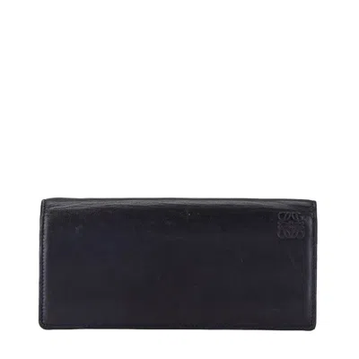 Pre-owned Loewe Black Gray Leather Coin Purse/coin Case () In Black, Gray