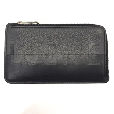 Pre-owned Loewe Black Gray Leather Coin Purse/coin Case () In Black, Gray