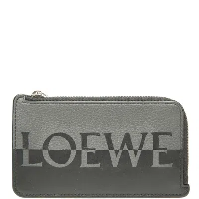 Pre-owned Loewe Black Gray Leather Coin Purse/coin Case () In Black, Gray