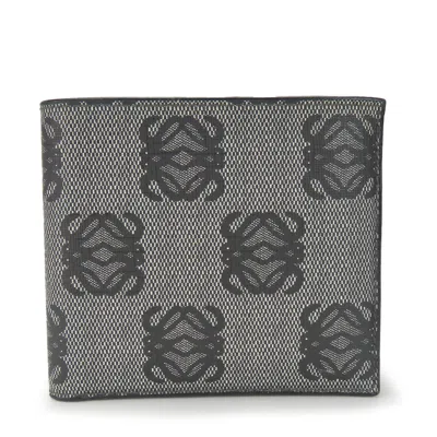 Pre-owned Loewe Black Gray Leather Pvc Wallet (bi-fold) () In Multi