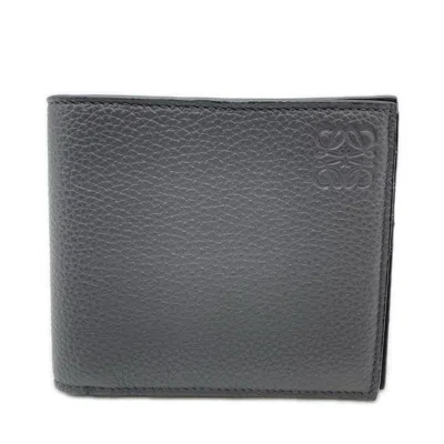 Pre-owned Loewe Black Gray Leather Wallet (bi-fold) () In Black, Gray
