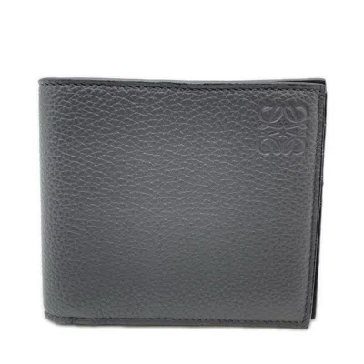 Pre-owned Loewe Black Gray Leather Wallet (bi-fold) () In Black, Gray