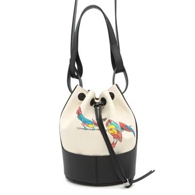 Pre-owned Loewe Black Ivory Canvas Leather Shoulder Bag ()