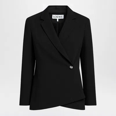 LOEWE LOEWE  BLACK JACKET WITH ANAGRAM PEBBLE BUTTON