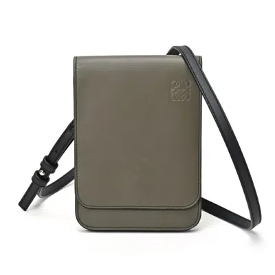 Pre-owned Loewe Black Khaki Leather Shoulder Bag () In Black, Khaki