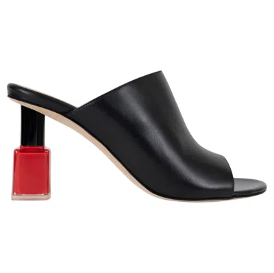 Pre-owned Loewe Black Leather 2023 Nail Polish Mule Sandals Shoes 39