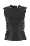 Loewe Black Leather And Fabric Top In Black