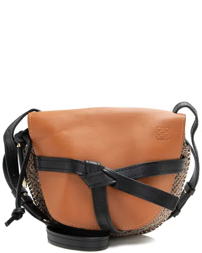 Loewe Black Leather & Tweed Gate Small Crossbody (authentic Pre-loved)