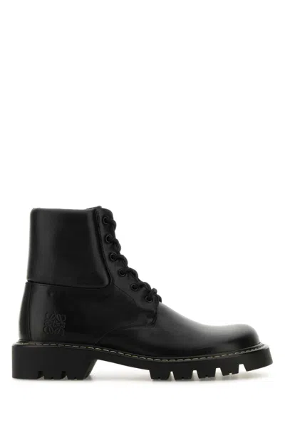 LOEWE BLACK LEATHER ANKLE BOOTS