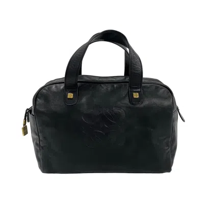 Pre-owned Loewe Black Leather Boston Bag Handbag Tote Bag ()
