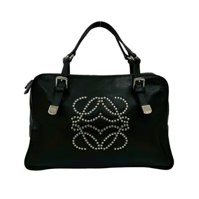Pre-owned Loewe Black Leather Boston Bag Handbag Tote Bag ()