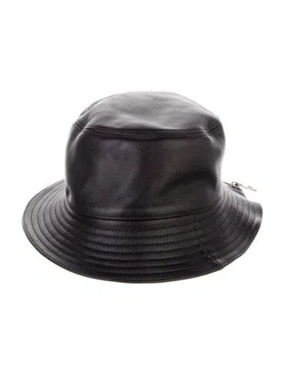Pre-owned Loewe Black Leather Branded Bucket Hat