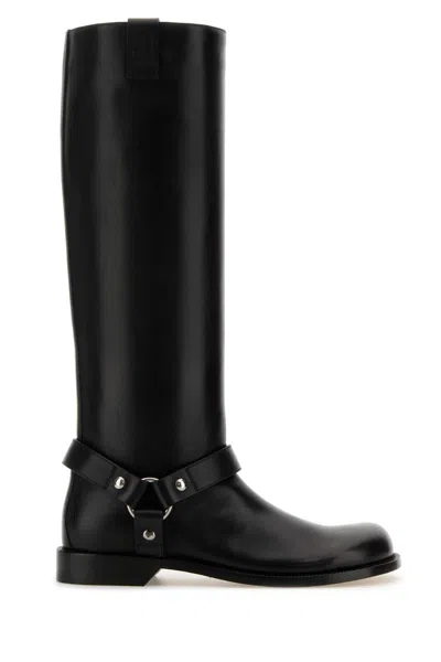 Loewe Black Leather Campo Biker Boots