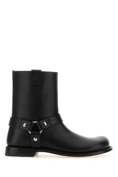 Loewe Black Leather Campo Biker Boots