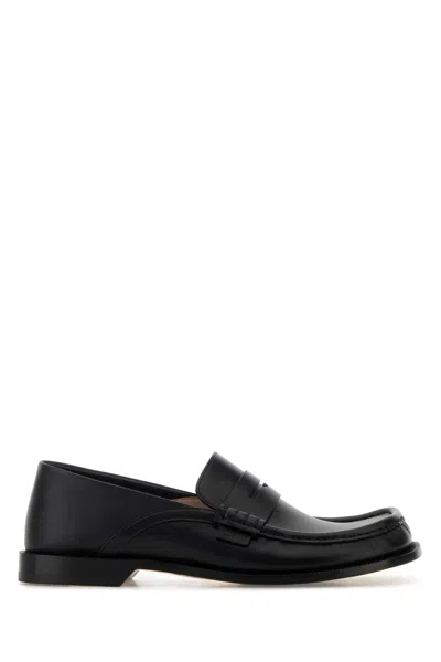 Loewe Black Leather Campo Flap Loafers