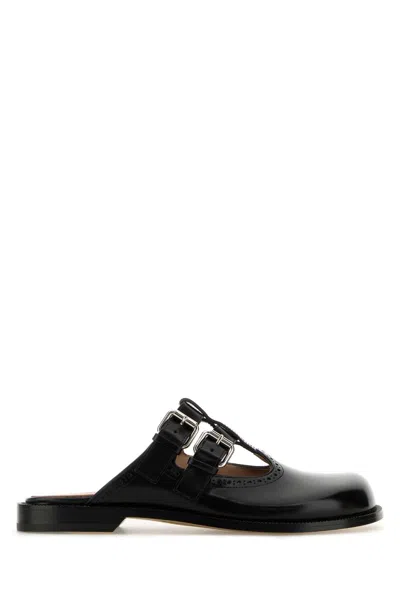 LOEWE LOEWE BLACK LEATHER CAMPO MARY JANE SLIPPERS