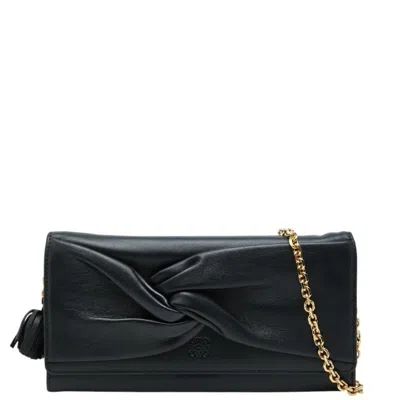 Pre-owned Loewe Black Leather Chain/shoulder Wallet ()