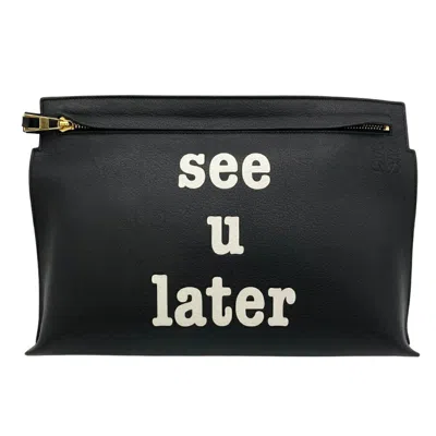 Pre-owned Loewe Black Leather Clutch Bag ()