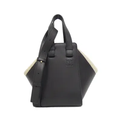 Pre-owned Loewe Black Leather Cotton Canvas Shoulder Bag ()