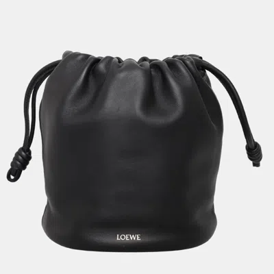Pre-owned Loewe Black Leather Flamenco Small Bucket Bag
