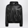 Loewe Leather Hooded Jacket With Logo-patch In Black