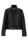 Loewe Belted Leather Jacket In Black