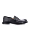 Loewe Penny Strap Round Toe Stitched Detailing Loafers In Black