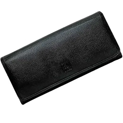 Pre-owned Loewe Black Leather Long Wallet (bi-fold) ()