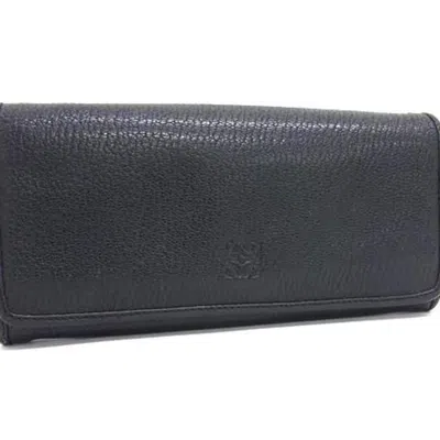 Pre-owned Loewe Black Leather Long Wallet (bi-fold) ()