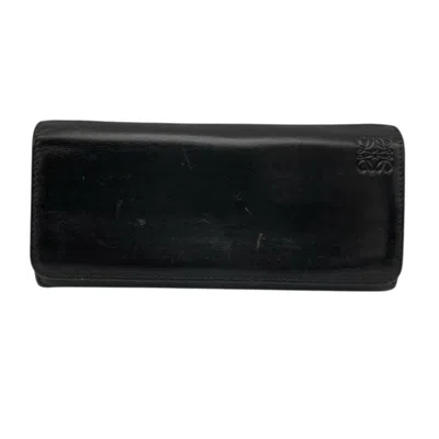 Pre-owned Loewe Black Leather Long Wallet (bi-fold) ()