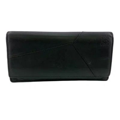 Pre-owned Loewe Black Leather Long Wallet (bi-fold) ()