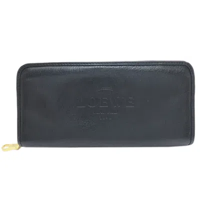 Pre-owned Loewe Black Leather Long Wallet (bi-fold) ()