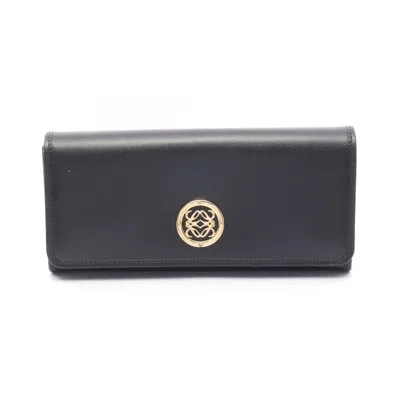 Pre-owned Loewe Black Leather Long Wallet (bi-fold) ()