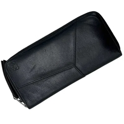 Pre-owned Loewe Black Leather Long Wallet (bi-fold) ()