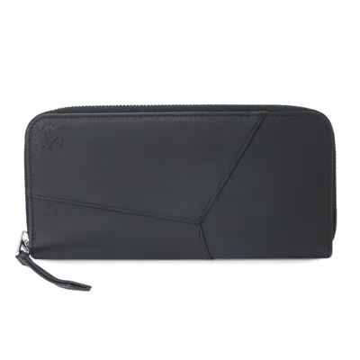 Pre-owned Loewe Black Leather Long Wallet (bi-fold) ()