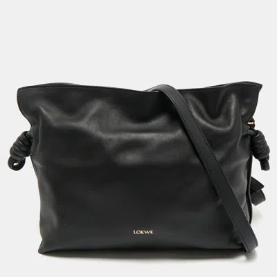 Pre-owned Loewe Black Leather Medium Flamenco Clutch Bag