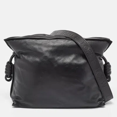 Pre-owned Loewe Black Leather Medium Flamenco Clutch Bag