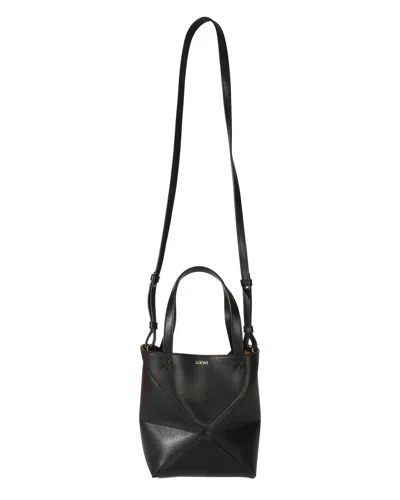 Pre-owned Loewe Black Leather Mini Puzzle Fold Tote (authentic Pre-loved)