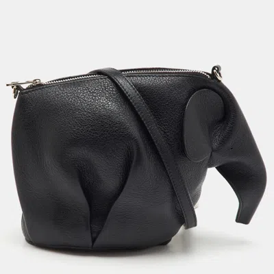 Pre-owned Loewe Black Leather Mini Striped Elephant Crossbody Bag